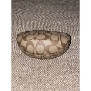 Used COACH Signature Tan Brown Hard Clam Shell Eye Glasses Sunglasses Case Only